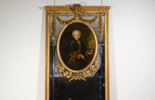 Mirrors, Trumeau  - 19th Century, Italian Carved Giltwood Trumeau Mirror 