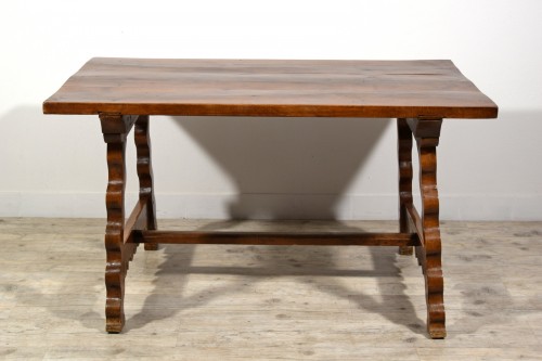 Furniture  - Carved Solid Walnut Side Table, Northern Italy Late 17th Century