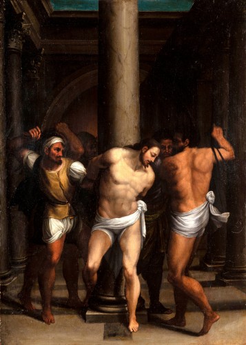 Tableaux et dessins Tableaux XVIe siècle - Flagellation du Christ, peintre romain du XVIe siècle