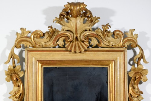 Antiquités - 18th Century, Large italian rocaille lacquered and gilt wood mirror