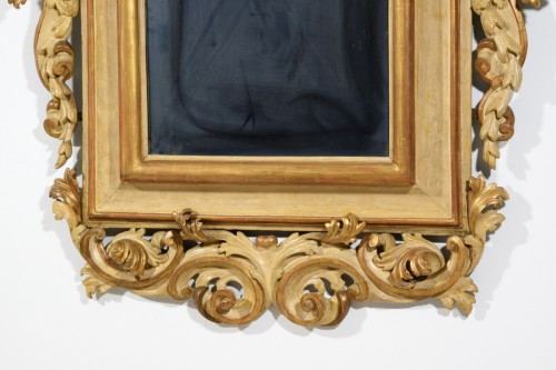 Antiquités - 18th Century, Large italian rocaille lacquered and gilt wood mirror