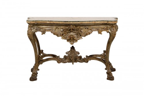 18th Century, Italian Carved and Silvered Wood Consolle