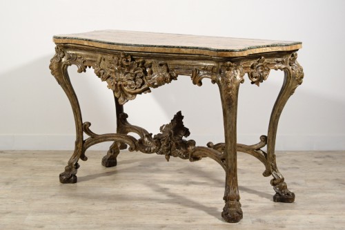 Console en bois sculpté et argenté, Naples (Italie), début XVIII siècle - Brozzetti Antichità