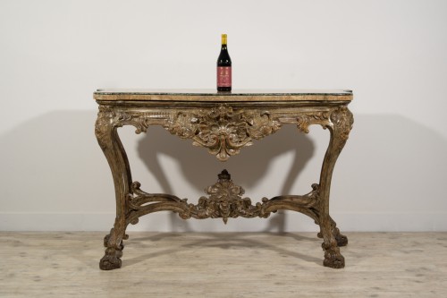 Console en bois sculpté et argenté, Naples (Italie), début XVIII siècle - Louis XIV