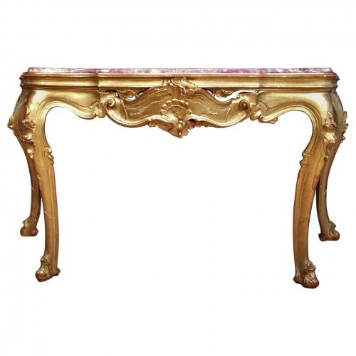 19th Century, Venetian Carved Gilt wood Console Table 