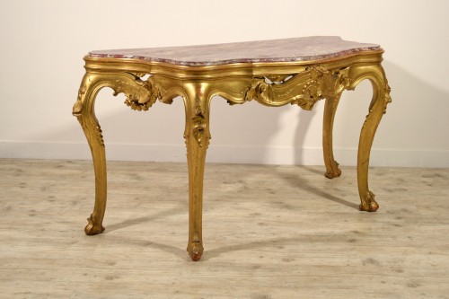 Console vénitienne en bois sculpté et doré, XIXe siècle - 
