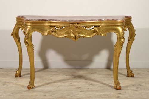 Antiquités - Console vénitienne en bois sculpté et doré, XIXe siècle