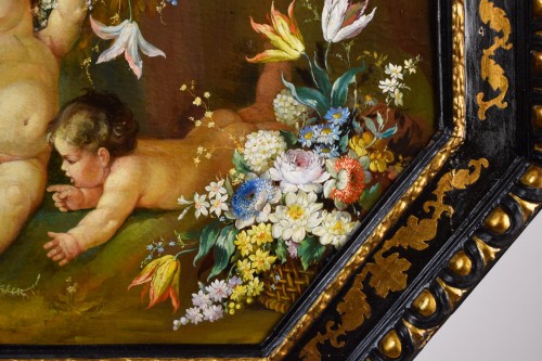 19th century Roman painter Still life with cherubs - 