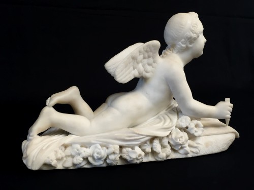 Sculpture  - 19th Century, Italian White Marble Sculpture by Pompeo Marchesi with Cupid,