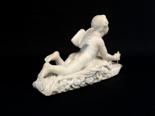 19th century - 19th Century, Italian White Marble Sculpture by Pompeo Marchesi with Cupid,