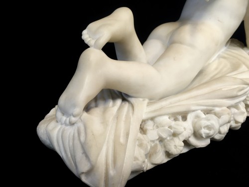  - 19th Century, Italian White Marble Sculpture by Pompeo Marchesi with Cupid,