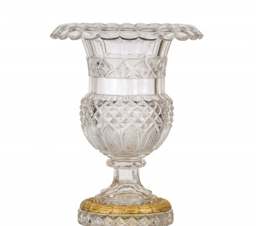 19th century, French Empire Ground Crystal and Gilt Bronze Vase Centrepiece - Glass & Crystal Style Empire