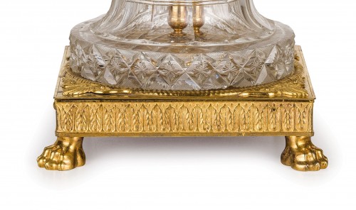 Vase central en cristal meulé et bronze doré, France, début XIXe siècle - Empire