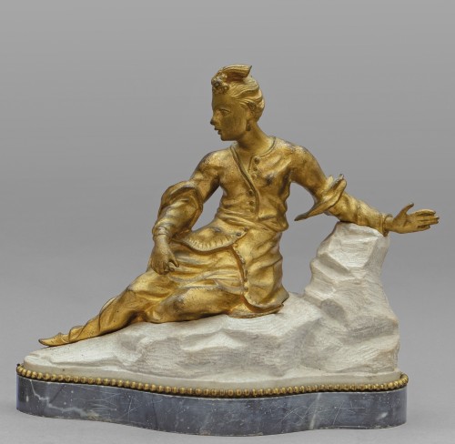 18th Century Pair of French Gilt Bronze Sculptures on Marble Base  - 