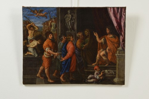 Giuliano Dinarelli (1629-1671) - La condamnation et le martyre des quatre saints couronnés - Tableaux et dessins Style 
