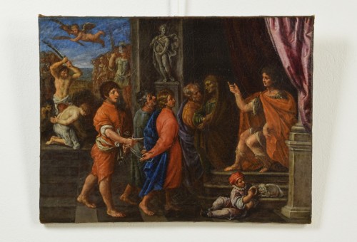 Tableaux et dessins Tableaux XVIIe siècle - Giuliano Dinarelli (1629-1671) - La condamnation et le martyre des quatre saints couronnés