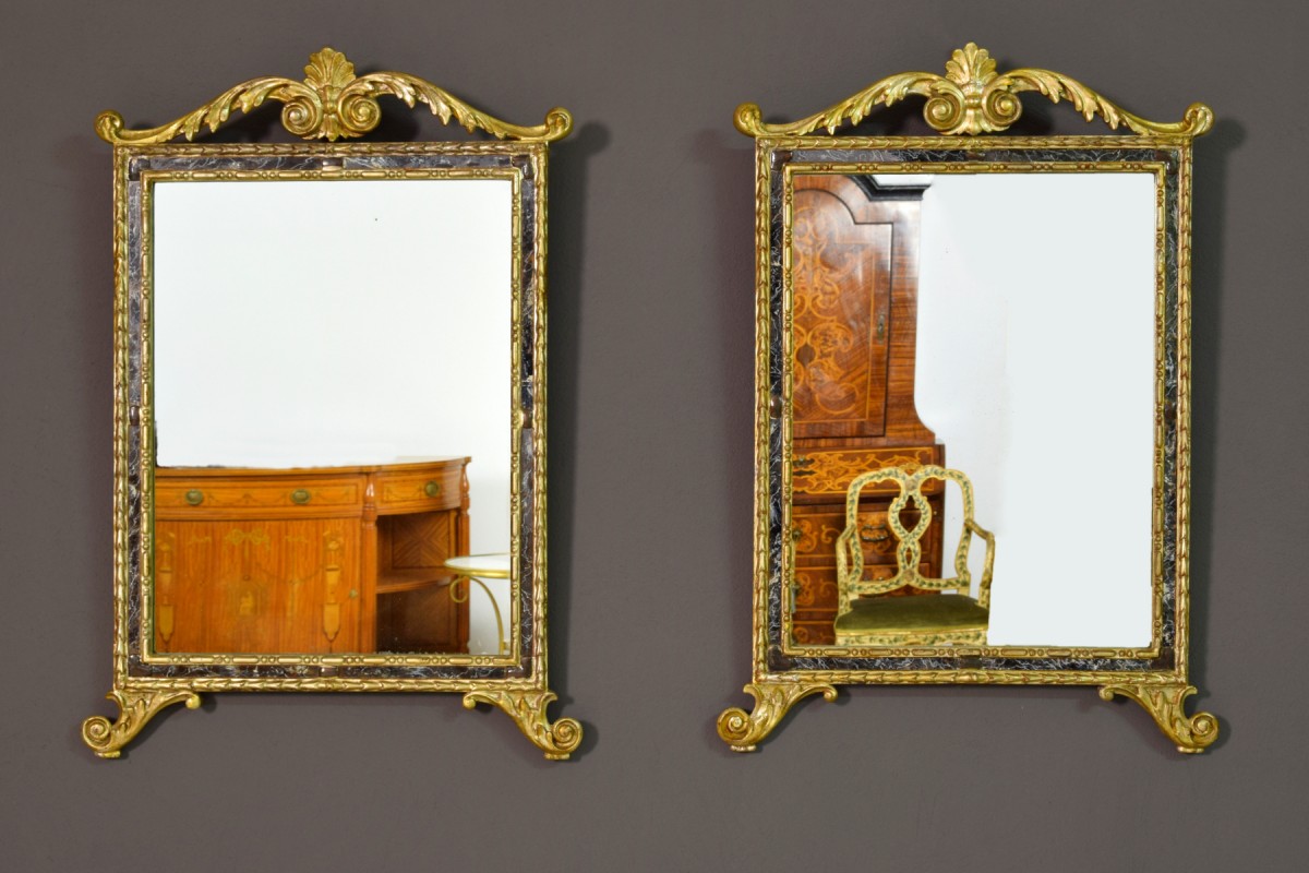 Early 21st Century French Neoclassical Square Mirrors - A Pair