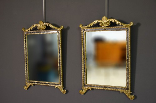 Mirrors, Trumeau  - 18th Century, Pair Of Italian Neoclassical Carved And Gilded Wood Mirrors