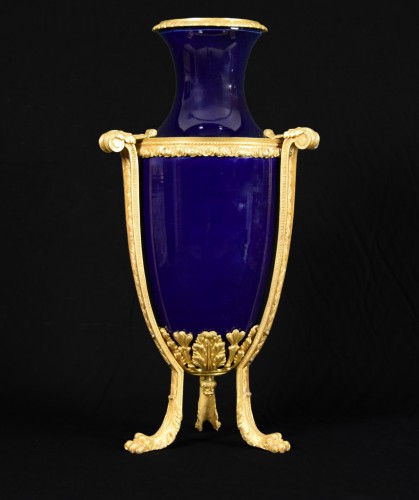 Decorative Objects  - 19th century gilt metal mounted Neoclassical blue porcelain vase
