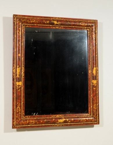 18th Century, Venetian Wood Mirror lacquered with Chinoiserie - 