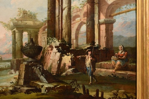 Antiquités - 18th Century, Pair Of Italian Landscapes With Ruins By Gaetano Ottani