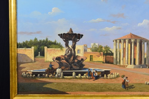 Vue du forum Boario et du temple de Vesta, École italienne duXIXe siècle - Brozzetti Antichità