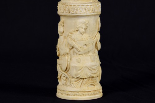 Carved Ivory Element With Festive Scenes, 19th Century - Curiosities Style 