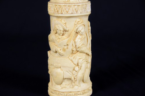 19th century - Carved Ivory Element With Festive Scenes, 19th Century