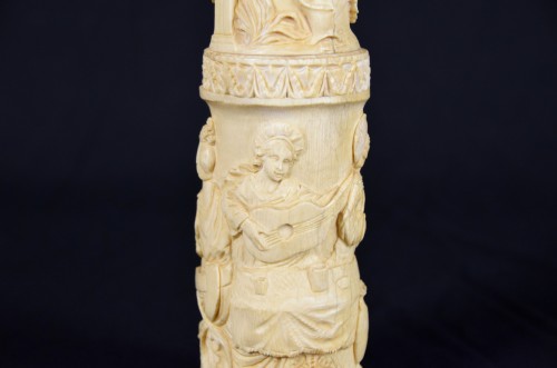 Carved Ivory Element With Festive Scenes, 19th Century - 