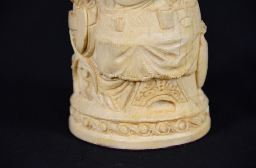 Antiquités - Carved Ivory Element With Festive Scenes, 19th Century