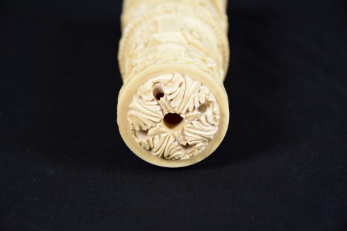 Antiquités - Carved Ivory Element With Festive Scenes, 19th Century