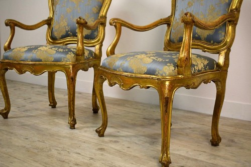 18th Century Pair Of venetian Giltwood Armchairs  - 