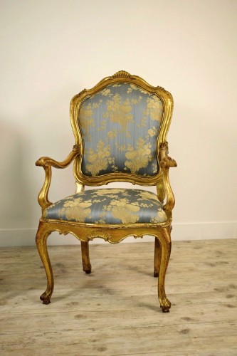 Antiquités - 18th Century Pair Of venetian Giltwood Armchairs 