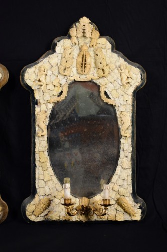 Mirrors, Trumeau  - Pair of rare carved bone mirrors, France, Dieppe manufacture, 19th century