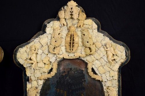 Paire de miroirs en ivoire sculpté, travail de de Dieppe milieu du XIXe siècle - Brozzetti Antichità