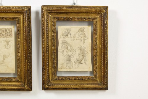 17th Century, Pair Of Ink Drawings On Paper With Studies For Grotesques - 