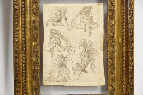 17th century - 17th Century, Pair Of Ink Drawings On Paper With Studies For Grotesques