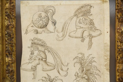 Paire de dessins en Chine sur papier avec des études pour grotesques - 