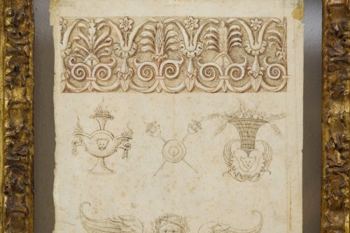  - 17th Century, Pair Of Ink Drawings On Paper With Studies For Grotesques