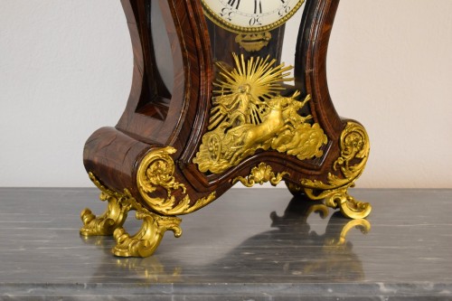 18th Century, Italian Wood and bronze Ringtone And Alarm Table Clock  - Louis XV