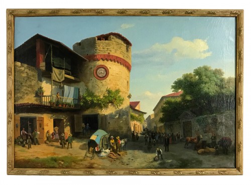 Market At Giavenp  -  Carlo Piacenza (1814-1887)