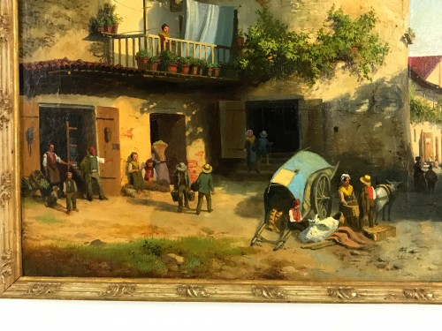 Marché à la tour de Giaveno - Carlo Piacenza (1814-1887) - Brozzetti Antichità