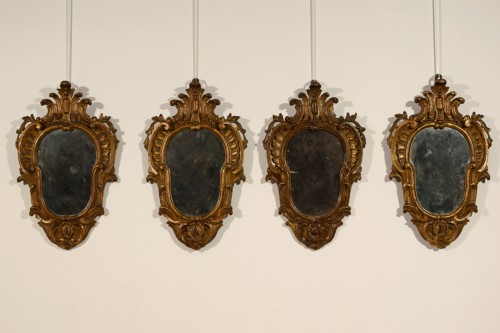 19th Century, Four Italian Carved Giltwood Sconces - 