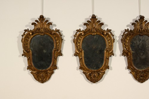 19th century - 19th Century, Four Italian Carved Giltwood Sconces