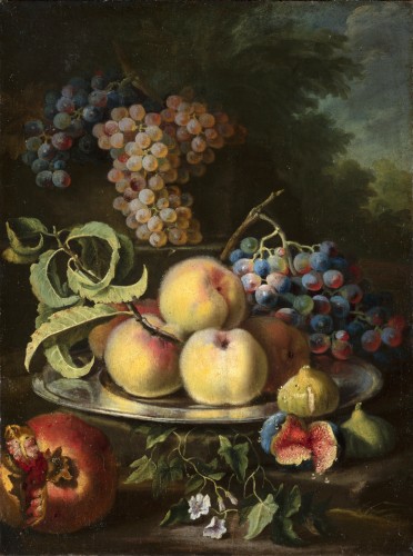 Maximilian Pfeiler   - Nature morte avec pêches, raisins, figues et grenades - Louis XV