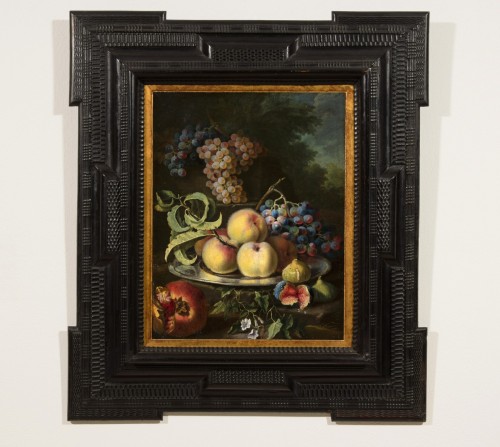 Louis XV - Maximilian Pfeiler   - Nature morte avec pêches, raisins, figues et grenades