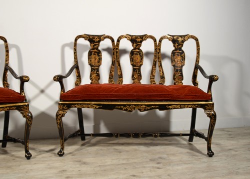 Pair Of Sofas Carved Walnut And Lacquered Chinoiserie, Venice,18th century - Louis XV