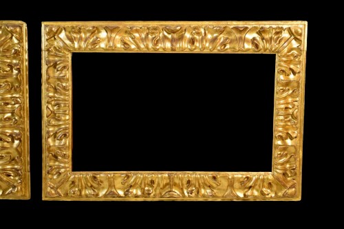 Mirrors, Trumeau  - 17th Century, Italy, Pair Of Bolognese Carved Giltwood Frames 