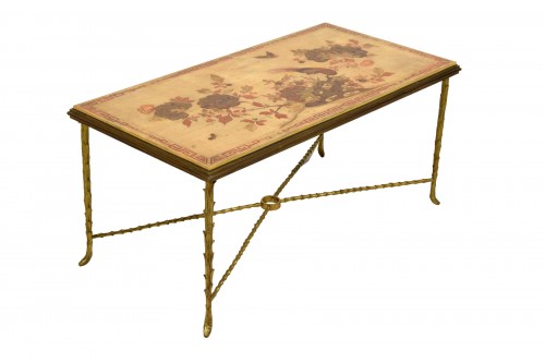 Table basse en bronze et Chinoiserie, Maison Bagues
