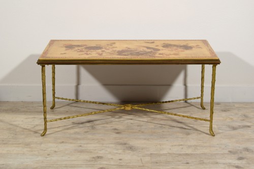 Furniture  - French gilt Bronze Lacquered Coffee Table by - Maison Bagues 
